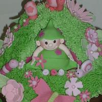 Pea pod baby garden themed giant cupcake with matching cupcakes <3