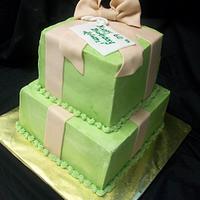 Sage Green & Beige Gift Box Cake