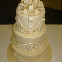 IVORY PEARLS WEDDING CAKE