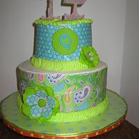 Blue, lime green and orange cake for my granddaughter
