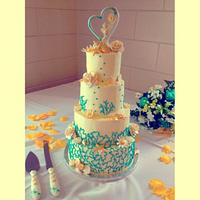 Seaside themed wedding cake
