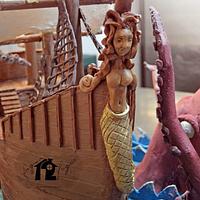 Chocolate sculpture: Kraken attacks a pirate ship!