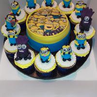 Mega Minion cake and cupcakes - Decorated Cake by Krazy - CakesDecor
