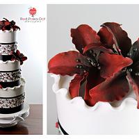 Maroon Lily Wedding cake