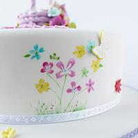 flowers and butterflies baby shower cake