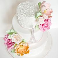 Paris theme wedding cake