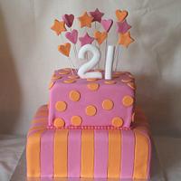 Orange and Pink tiered cake