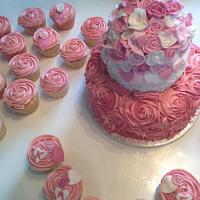21st Pink Fondant and Buttercream Rose Cake 