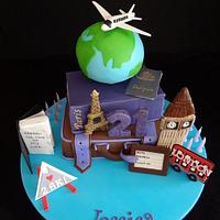  Europe Travel 21st Birthday Cake