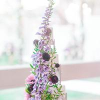 Purple Sugar Foxglove Wedding Cake
