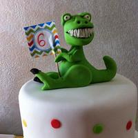 Stars chevron cake with dinosaur