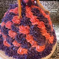 Pink and purple doll cake 