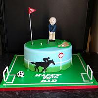 Golf , horse racing, football cake x