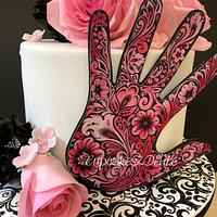 Swirls & Roses Birthday Cake