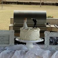 Peony and pearls wedding cake