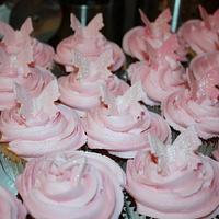 Simple pink butterfly cupcakes
