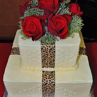 Cheetah print wedding cake