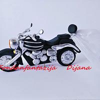 Bride motorcycle cake topper