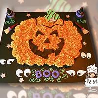 Jack-O-Lantern Cupcake Cake for Halloween
