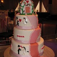 Cartoon love story wedding cake