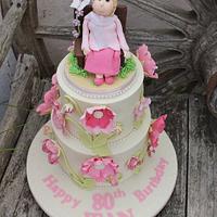 Jean's 80th peonie / gardenBirthday cake