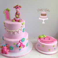 Cheeky pink 1st birthday cake
