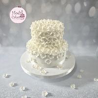 White Floral Engagement Cake