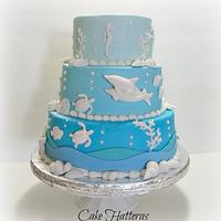 Ombre Beach Wedding Cake
