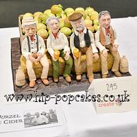 "The Wurzels" cake topper & cake (cider apples in cart)