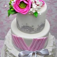Romantic Ruffle Wedding Cake