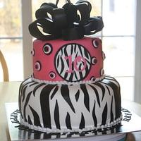 Pink and Black Tiered Zebra Print Cake