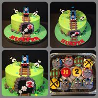 Thomas the train cake and cupcakes