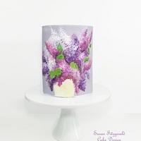 Handpainted Lilacs on Fondant