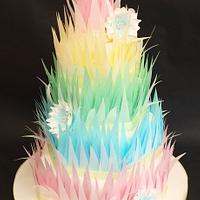 Candy feathers wedding cake