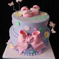 Pink and Purple buttercream baby shower cake