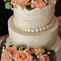 buttercream peach wedding cake