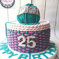 Knitting themed birthday cake 