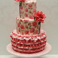 Hand-Painted Roses with Ruffles