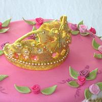 Birthday cake with golden crown