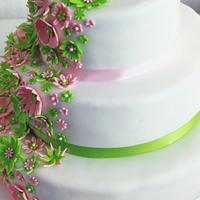 For a Wedding; Cake, Chocolate Strawberries & Mini Cupcakes