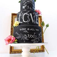 Chalkboard wedding cake.