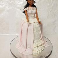 Edible lace doll cake