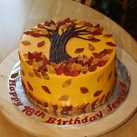Falling leaves birthday cake