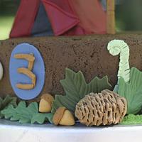 Camping Woodland Third Birthday Cake