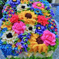 Vibrant summer garden cake