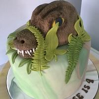 T Rex birthday cake