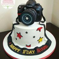 Birthday cake with Canon camera topper