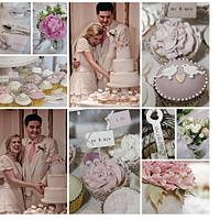 Peony Vintage Wedding Cake & Cupcakes