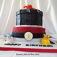 skylander / pokemon themed cake