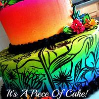 All Buttercream, except flowers, handpainted, airbrushed neon colors